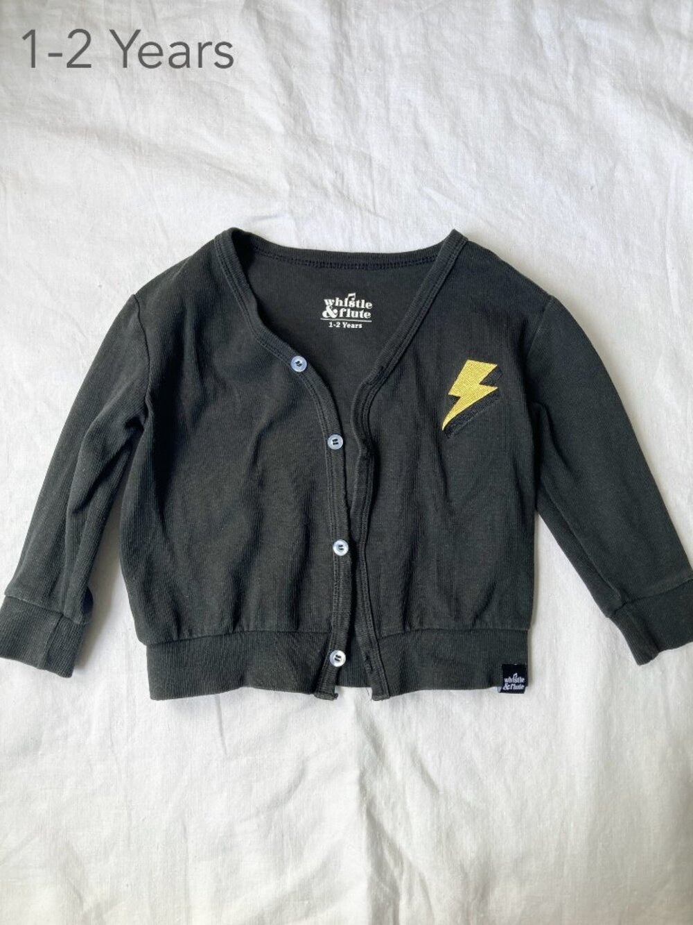 🪴5/$30 Whistle and Flute 1-2 Years Toddler Black Lightning Thin Cardigan Spring